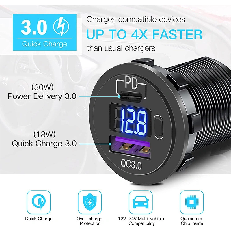 Car Charger Pd QC3.0 Dual USB Car Modification Fast Charger