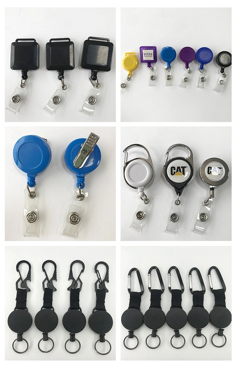 Retractable Badge Holder Reel /Metal ID Badge Holder with Belt Clip Key Ring for Name Card Keychain