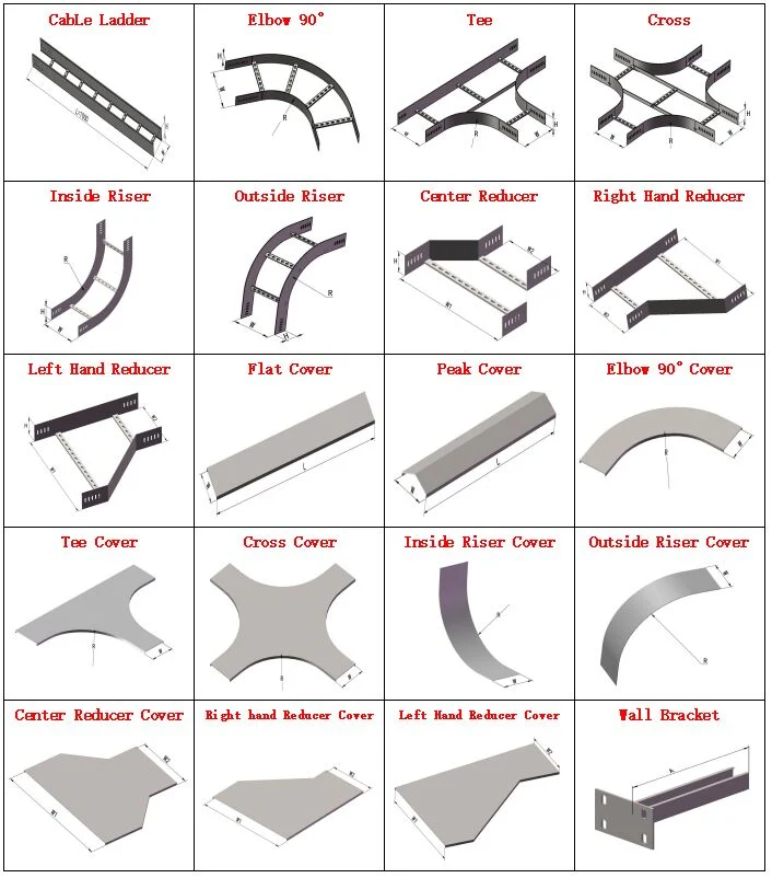 Metal Ladder Type Cable Tray with Accessories Factory Manufacturer