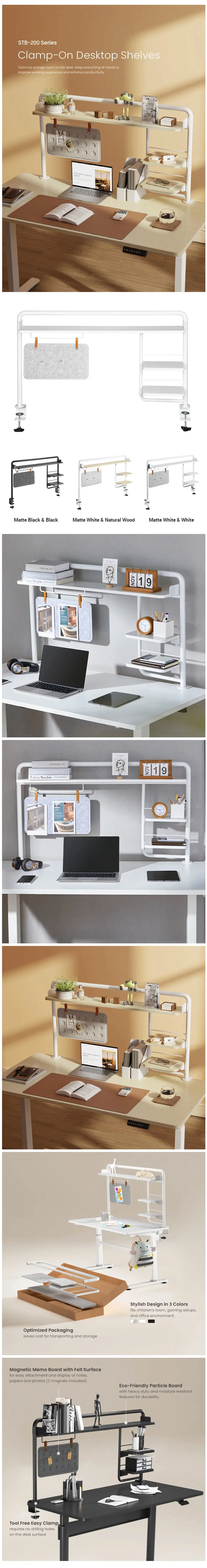 Universal Clamp on Desktop Rack Display Shelves Office Home Desk Organizer Storage Shelf