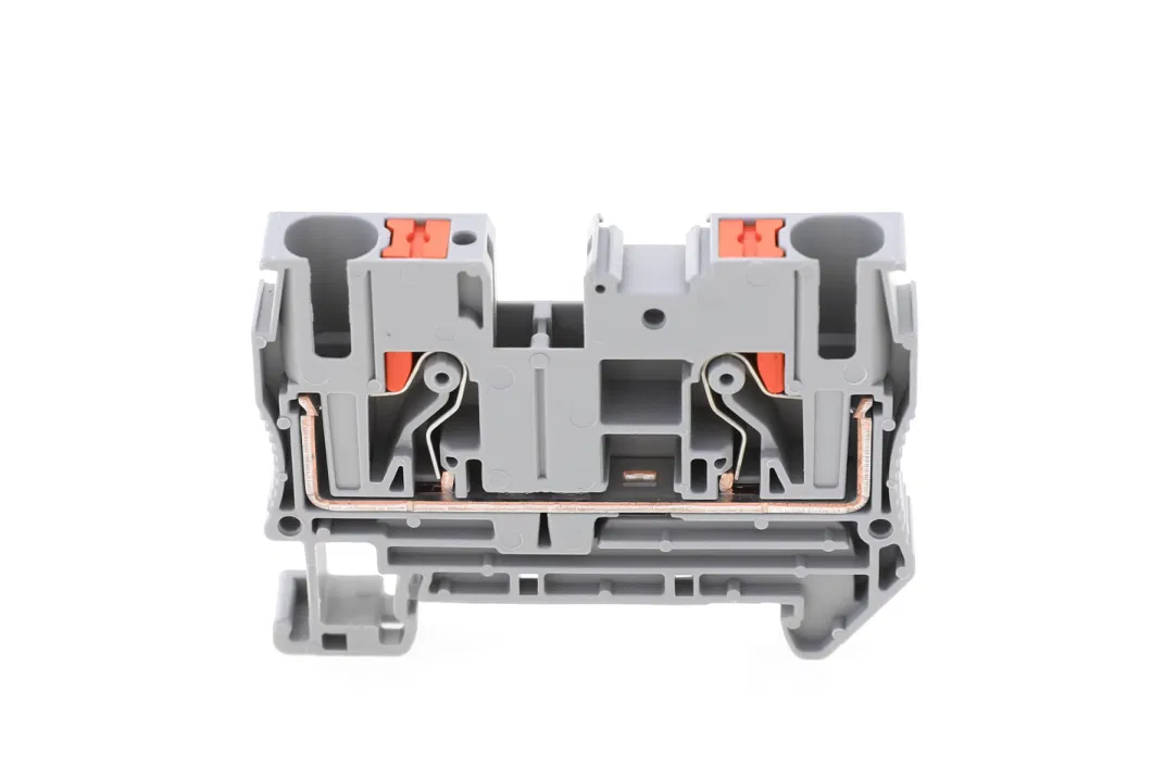 Grey Feed Through DIN Rail Terminal Block Push-in Spring