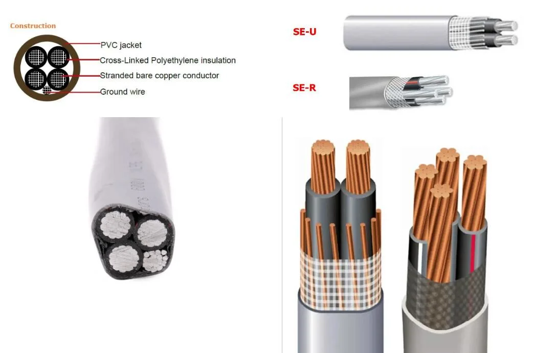 Aluminum /Copper Core Ser/Seu Cable PVC Insulation 600V Overhead Service Entrance Cable