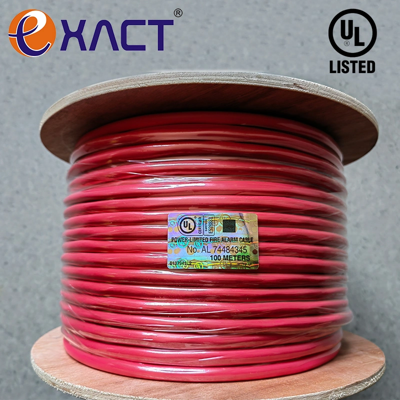 Fire Alarm Cable, Rated-FPL, 2-14 AWG solid bare copper conductors with foam polyolefin insulation, PVC jacket with ripcord