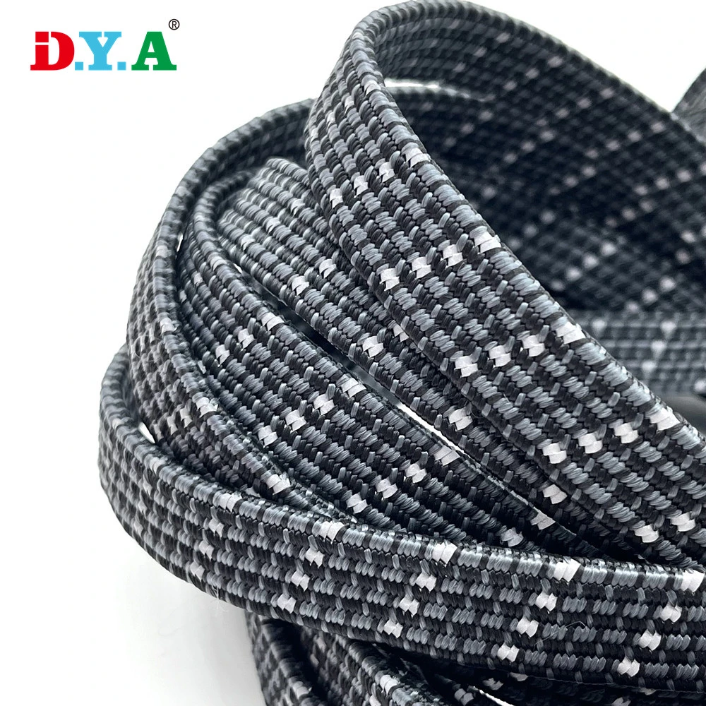 High Quality Flat Polyester Braided Bungee Cord Elastic for Motorcycle Luggage Strap