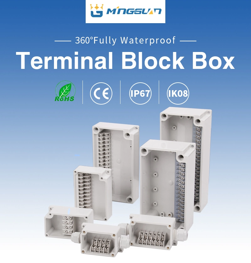 New Product 3 Holes IP67 Rated PC Plastic Industrial Square Terminal Block Type Junction Box with Cover