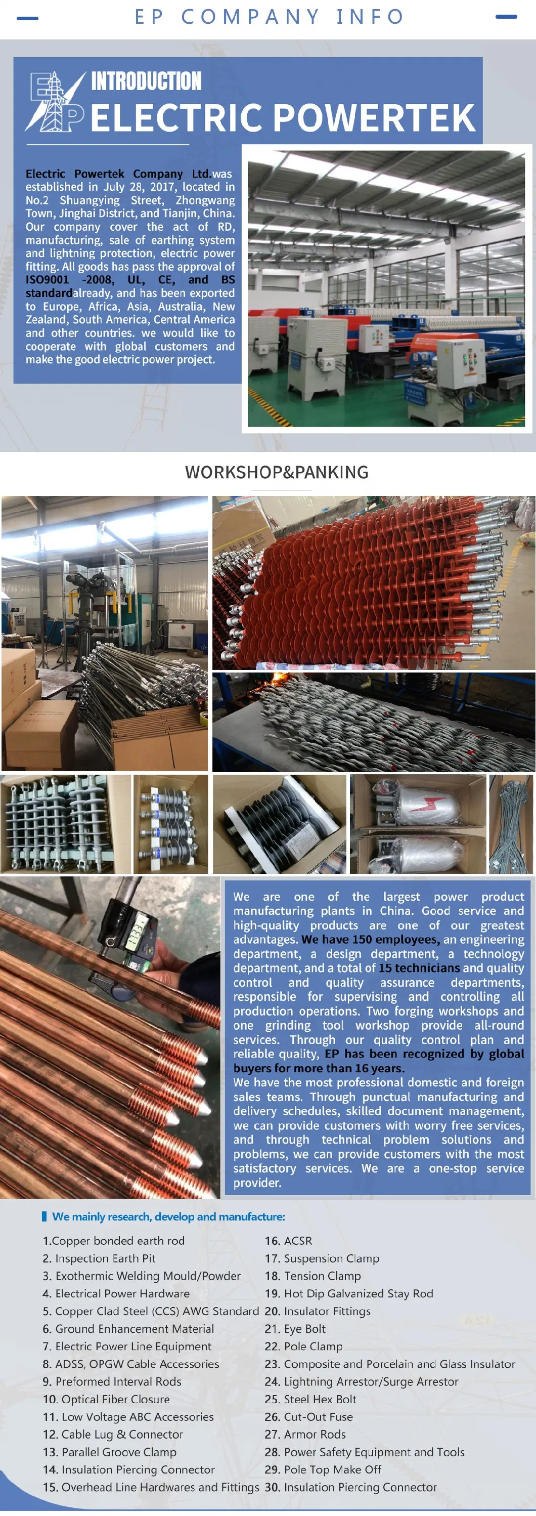 Factory Wholesale Preformed Armor Rods Galvanized Steel Wire Electric Pole Stay Wire