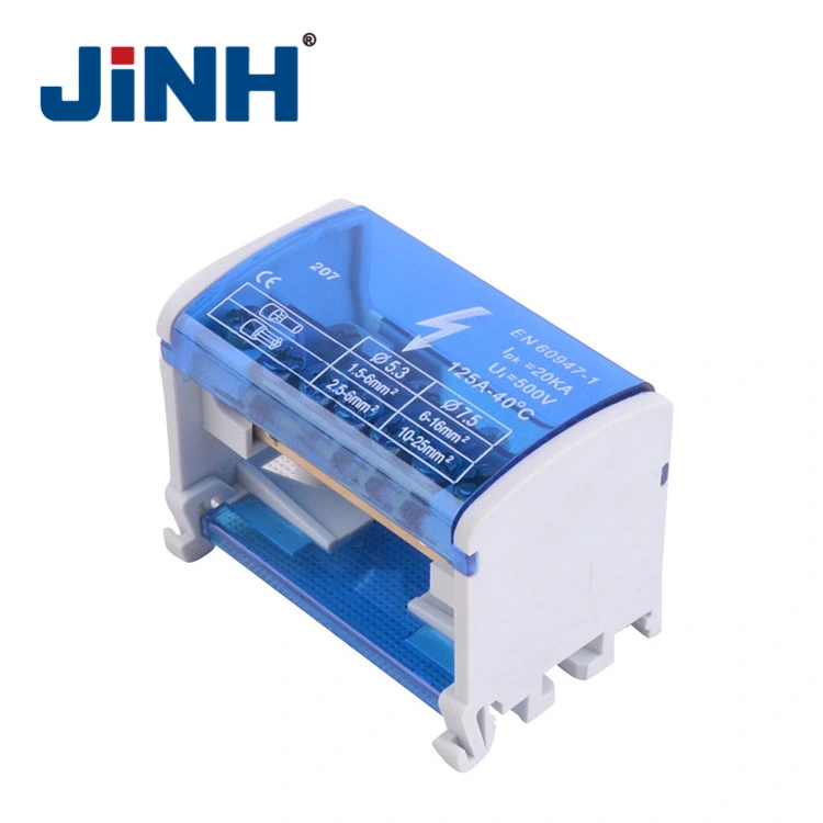 Jinh 407 Copper Electrical Wire DIN Rail Terminal Block Busbar Power Distribution Terminal Block Universal Junction Box