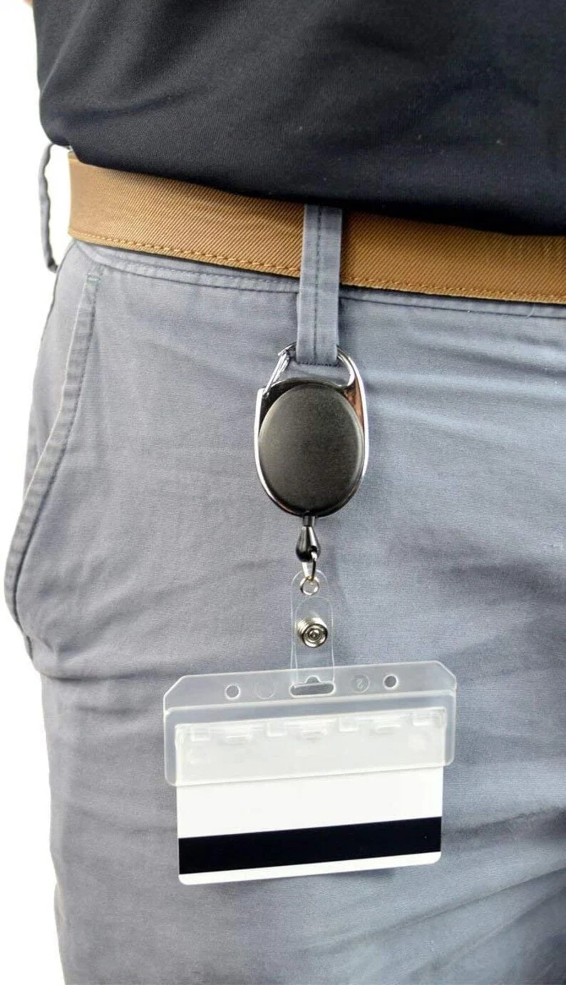 Retractable ID Card Badge Reel Ski Pass, Yoyo Reel &amp; Door Pass Swipe Card Holder Retractable Badge Holder