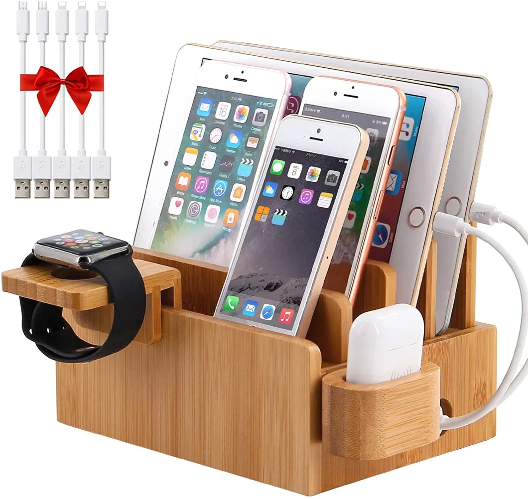 Desktop Docking Stations Holder for Cell Phone, Tablet, iWatch, Airpod Charge Stand (Included Watch &amp; Airpod Stand, 5 Cable)