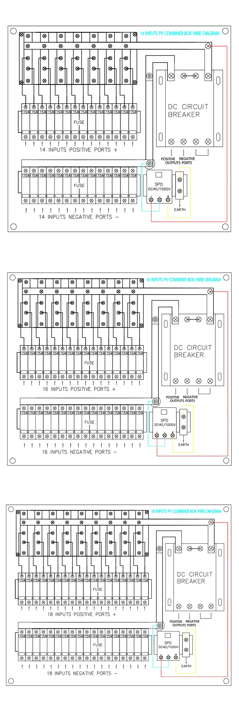 Factory Sale 1000V 2 -36 Strings IP65 DC PV Combiner Box for Solar Energy System