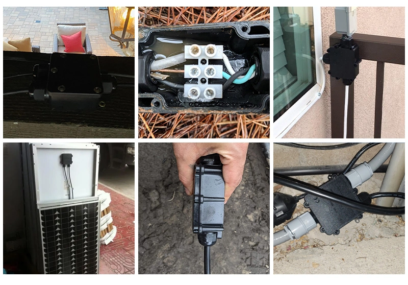 Outdoor Wire Terminal Junction Box Connector IP68 Black Plastic Waterproof Cable Enclosure
