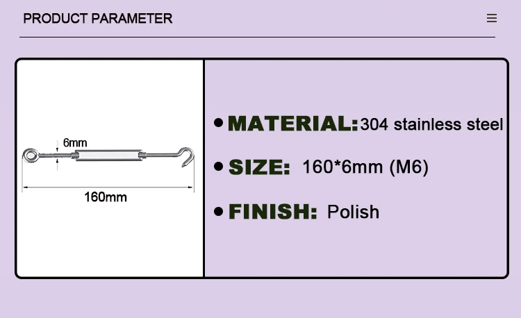 Adjustable Shade Sail Hardware for Tightening up Metal Cable Wire