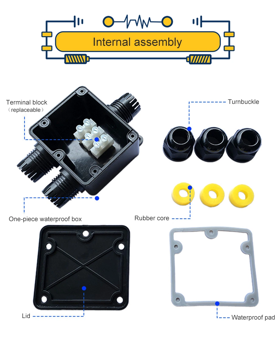 Plastic Waterproof TV Electrical Pole Mount Enclosures Junction Box Cable Connector