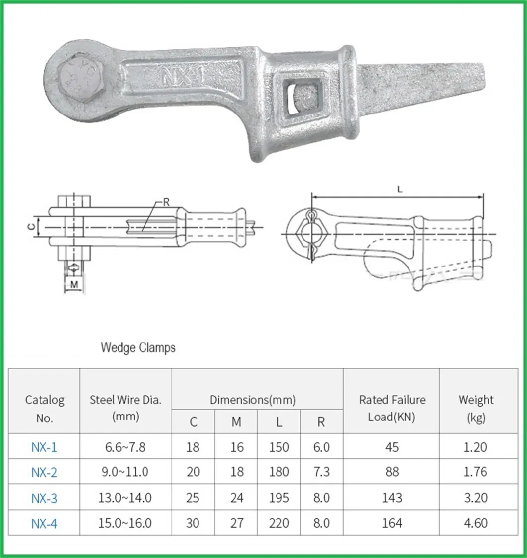 Nu/Nut/Nx 6.6-16mm Wedge Tension Clamp for Wire Pole Fixing