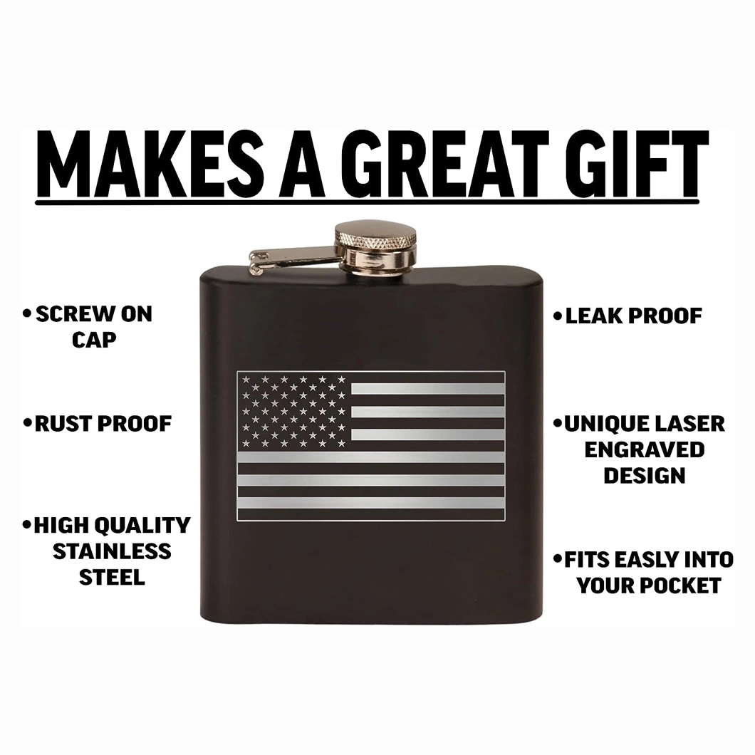 12oz Premium Matte Black Stainless Steel Whiskey Liquor Hip Flask Boxed Gift Set for Father