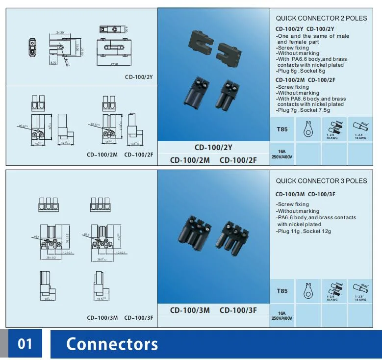 G3 Quick Connector Box 3 Poles Wire to Wire Connectors and Terminals for Lighting System