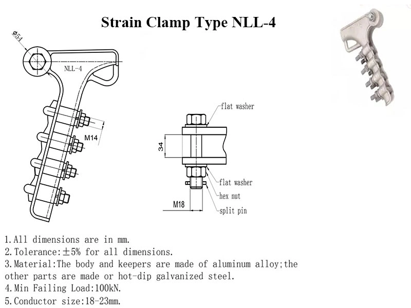 Strain Clamp Overhead Power Line Cable Accessory Nll Type 3bolt Tension Clamp