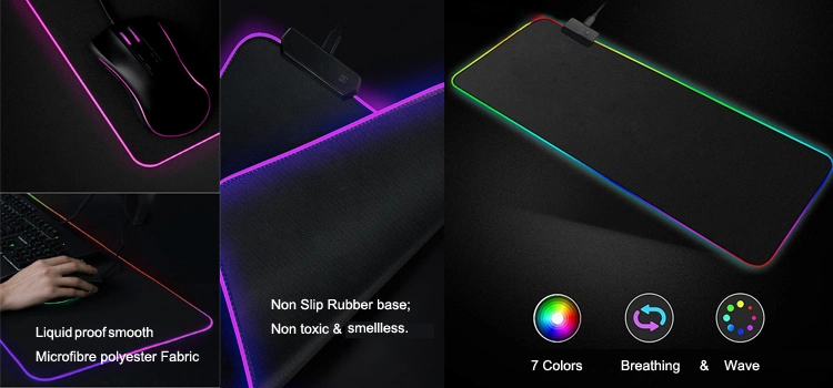 Custom Extended Large Mousepad RGB LED Glowing Keyboard Mat Natural Rubber Gaming Mouse Pad Gamer Computer Accessories