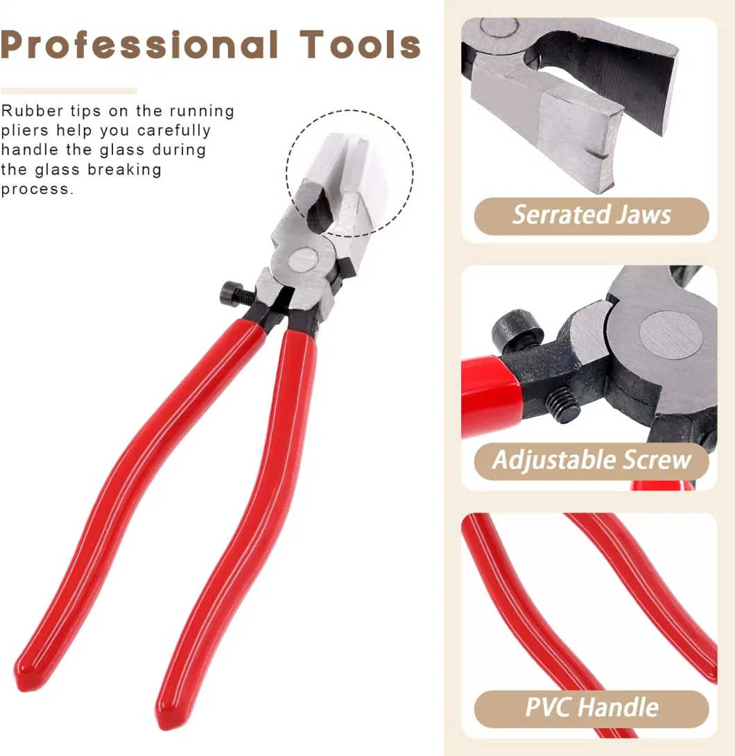 Glass Mosaic Cutter with Glass Cutter and Glass Plier 8 Inch Glass Running Plier