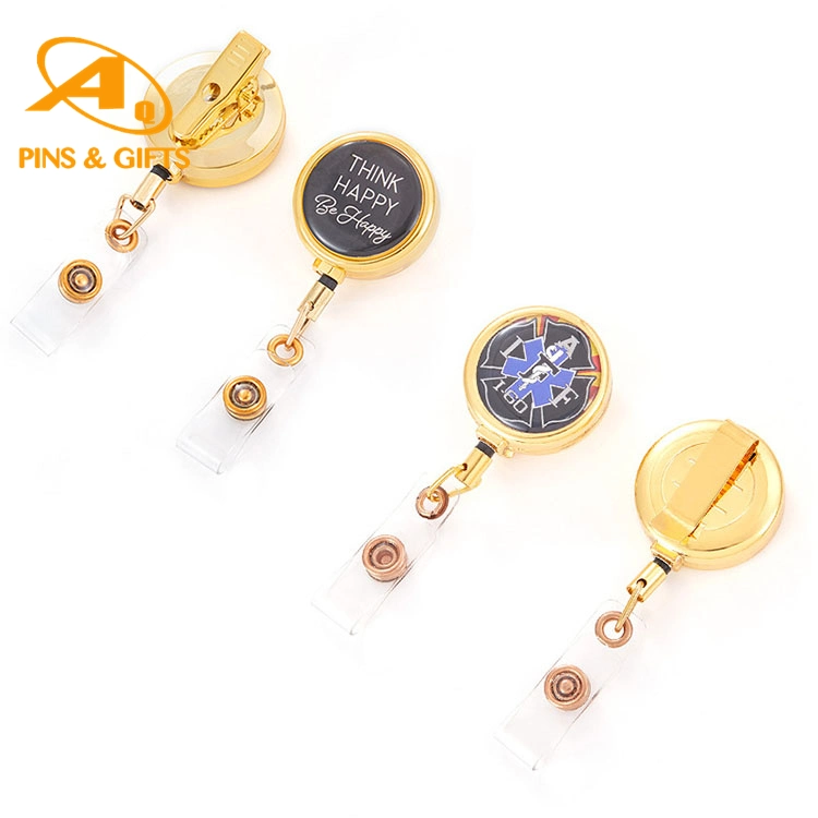 Custom Decoration Gift Ma Badge Reel Key Ring Holder for Medical Assistant with Plastic Buckle Flower