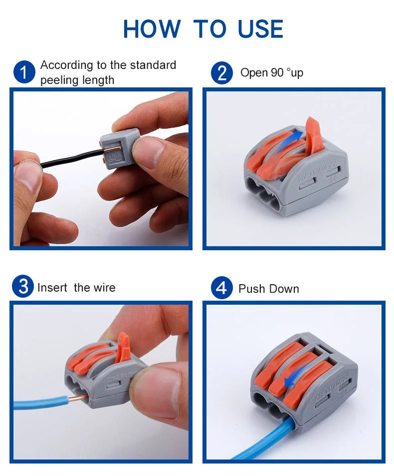 2 Pin Rail Type Wire Joint Connector Press Type Orange Wire Connector Terminal Quick Splice Wire Connector Box