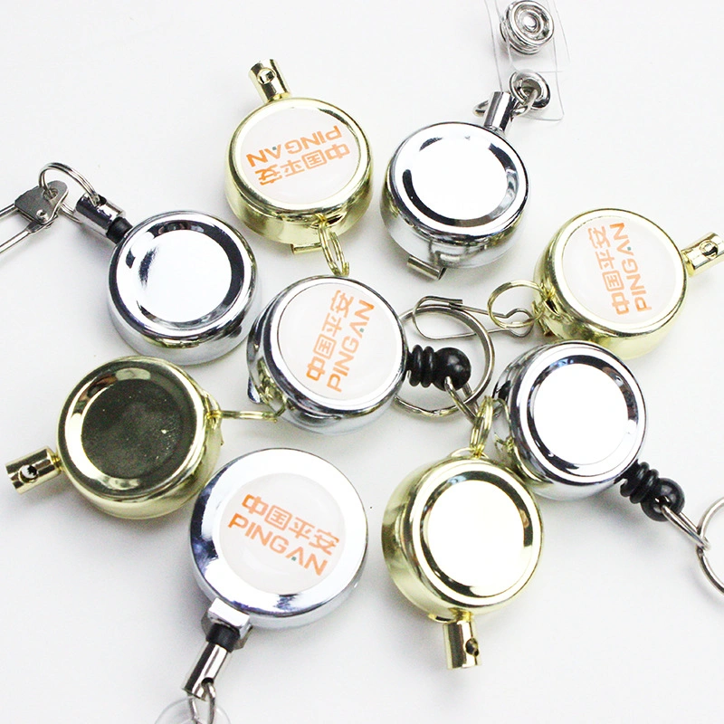 Retractable Badge Holder Reel /Metal ID Badge Holder with Belt Clip Key Ring for Name Card Keychain