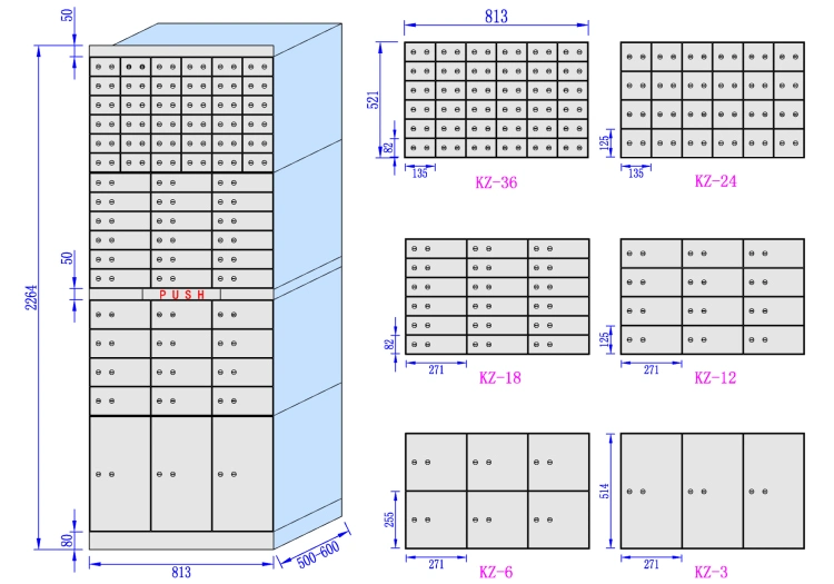 Stainless Steel Safe Deposit Box for Bank External Hinge Safe Deposit Locker Kz-6