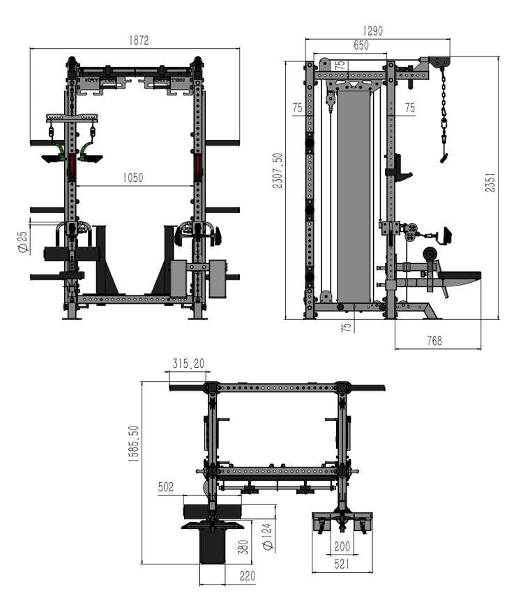 Wholesale Commercial Fitness Squat Rack Lat Pulldown Cable Crossover Power Rack Multifunctional Smith Machine