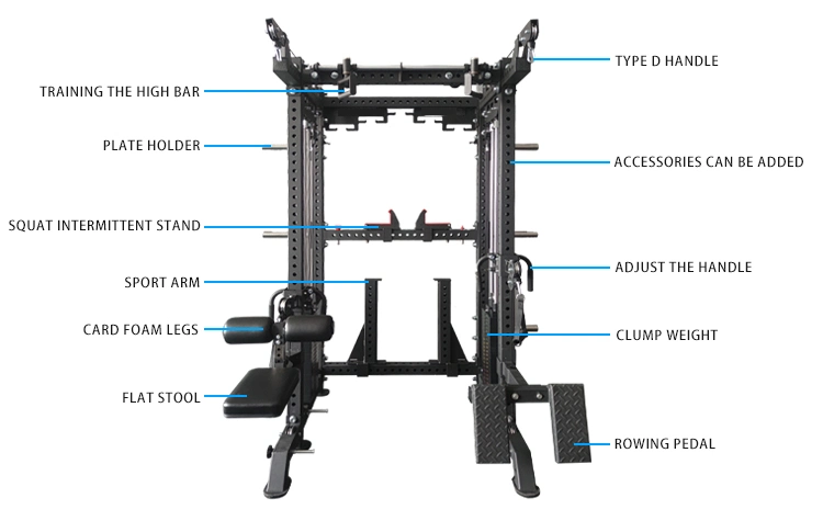 Wholesale Commercial Fitness Squat Rack Lat Pulldown Cable Crossover Power Rack Multifunctional Smith Machine