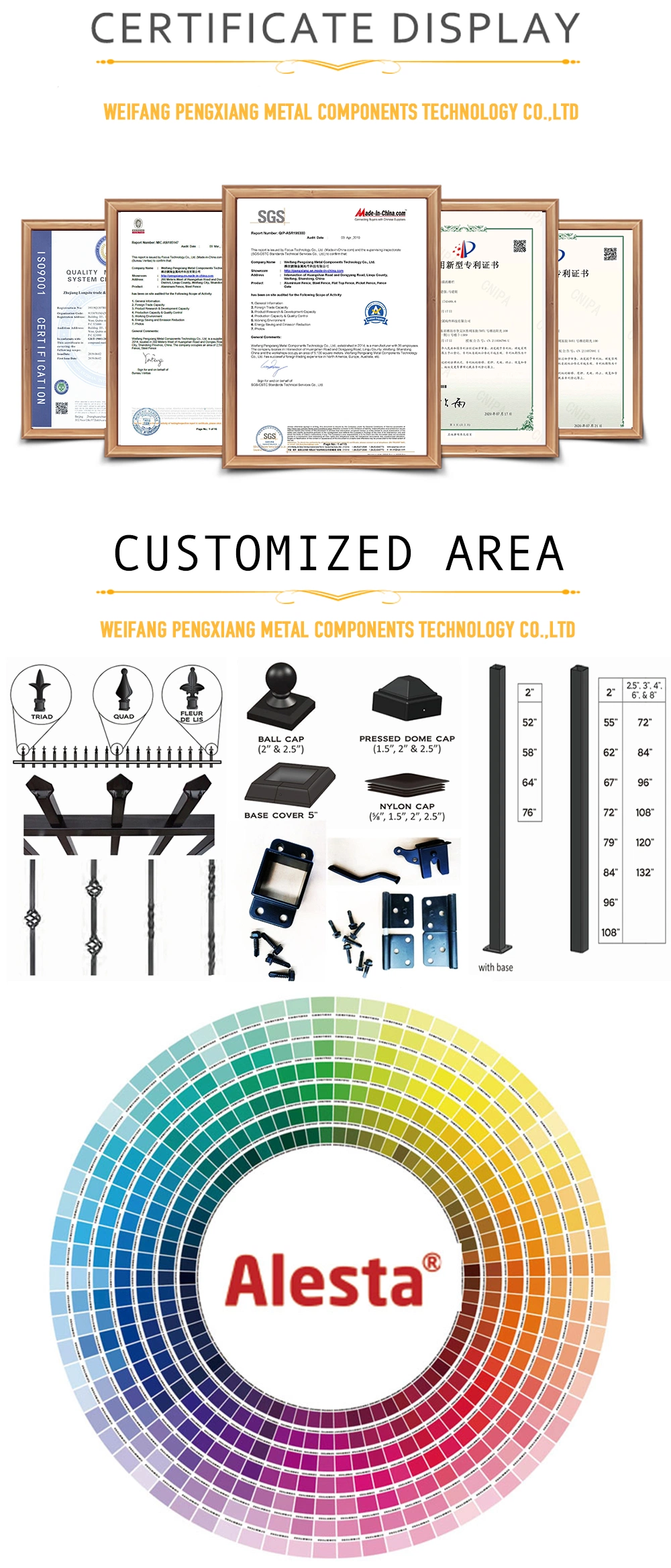 Manufacture Fence/Aluminum/Garden / Swing/Driveway/Metal/Steel/Automatic/Sliding/Wrought Iron Fence Panel Design