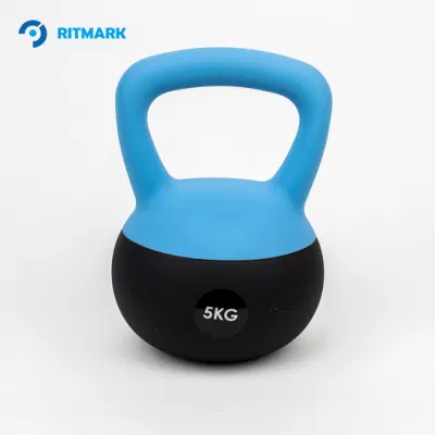 Powder Coated Cast Iron Kettelbell with Wide Handles Fitness Training Kettlebell with Colorful Rings