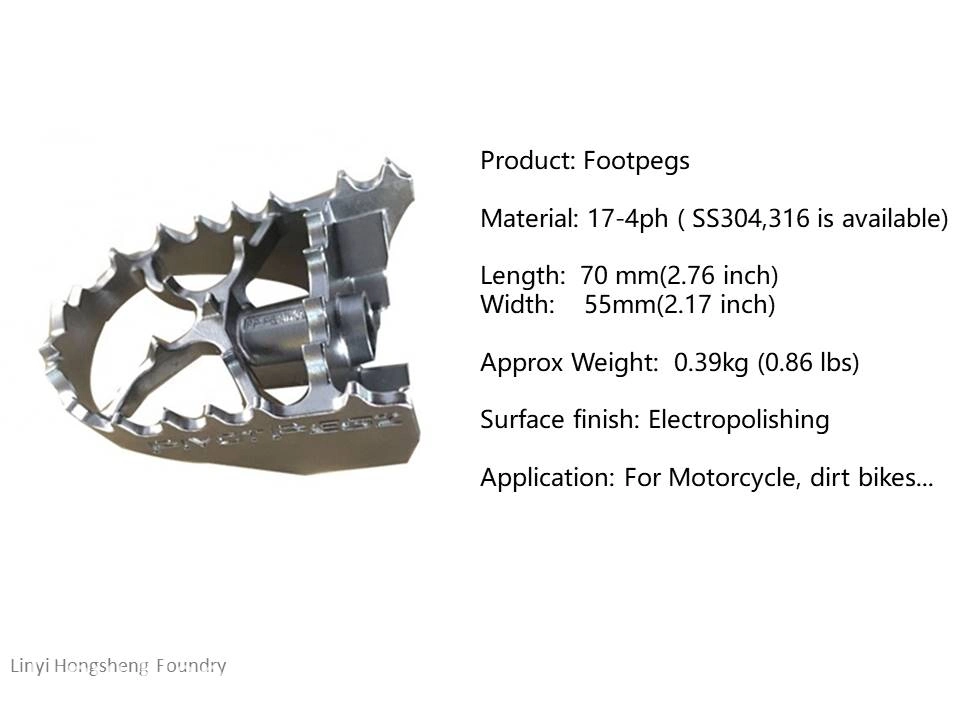 Stainless Steel 17-4pH Electropolished Adjustable Motorcycle Pedal Front Foot Pegs