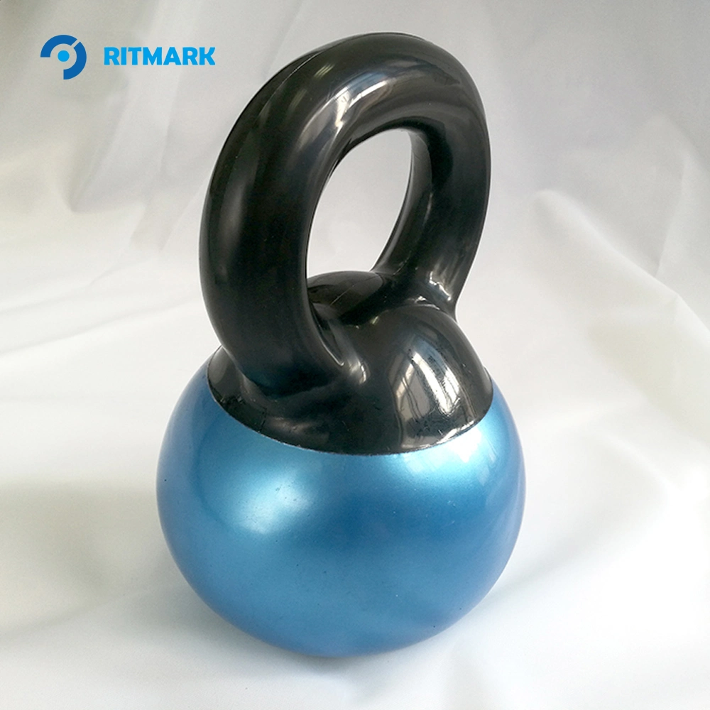 Powder Coated Cast Iron Kettelbell with Wide Handles Fitness Training Kettlebell with Colorful Rings