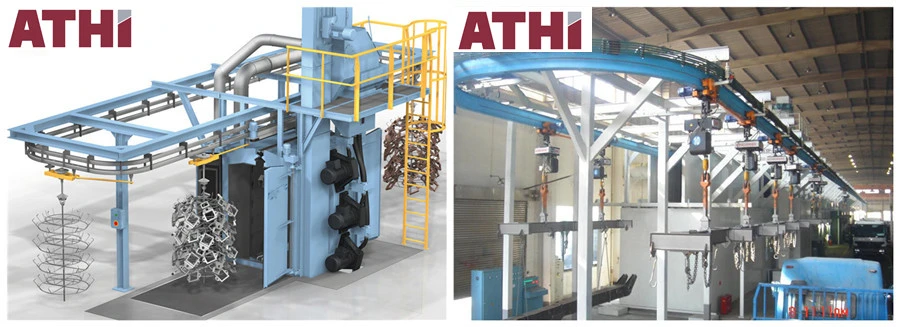 High Production Efficiency Hanging Chain Sand Shot Blasting Machines Dry Cleaning Equipment