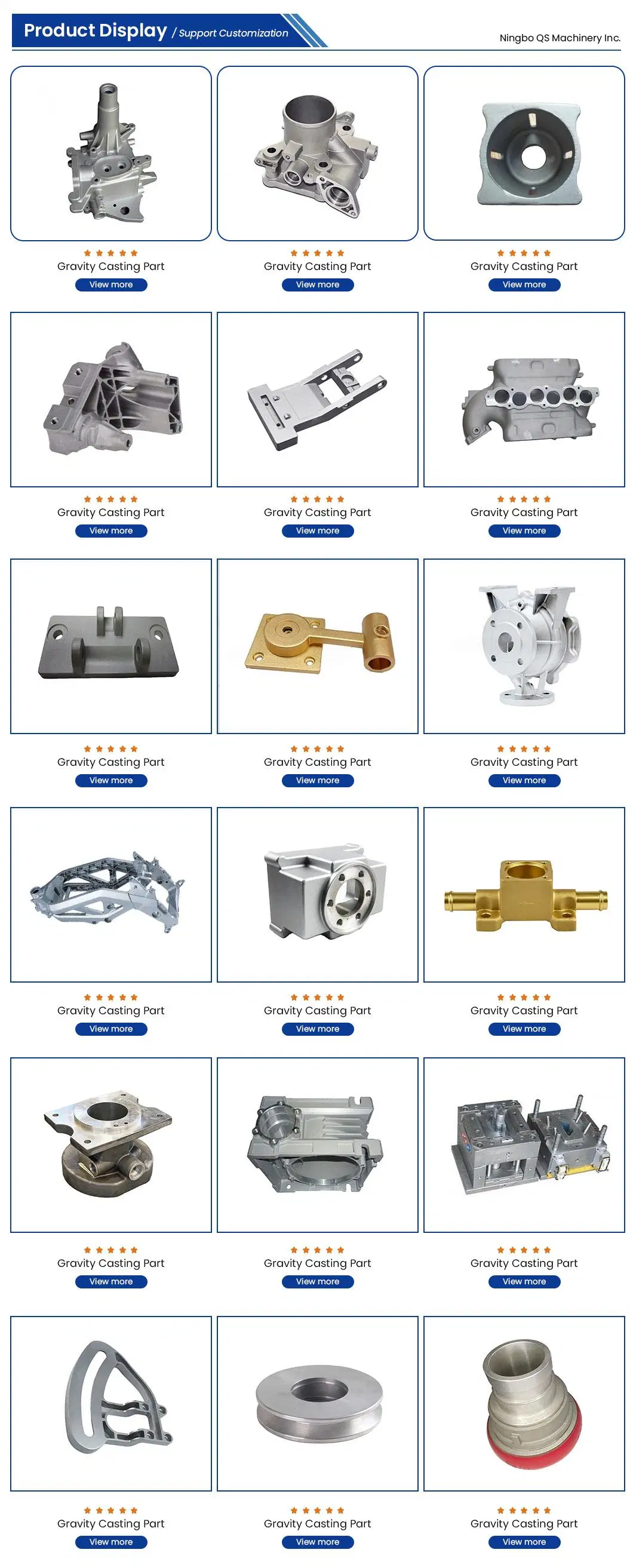 QS Machinery Custom Die Casting Manufacturers OEM Vacuum Casting Prototyping China Custom Steel Mold Gravity Sand Casting