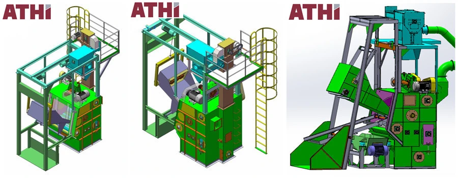 Q324 Q326 Q3210 Rubber Belt Shot Blast Machine Used in Foundry Casting Workshop for Metal Parts Rust Removal