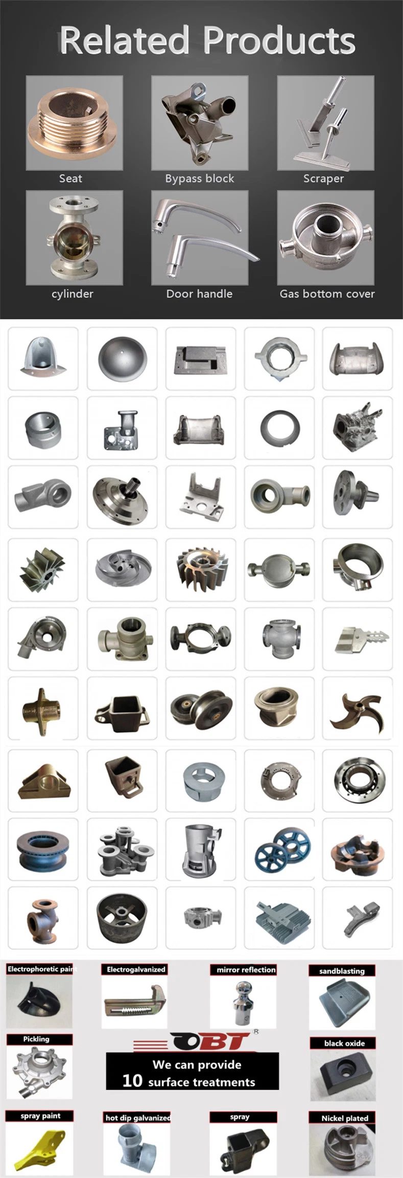 OEM Grey Iron Ductile Iron Casting/Steel/Aluminum Die Casting/Shell Mold/Clay Sand Casting/Green Sand Casting