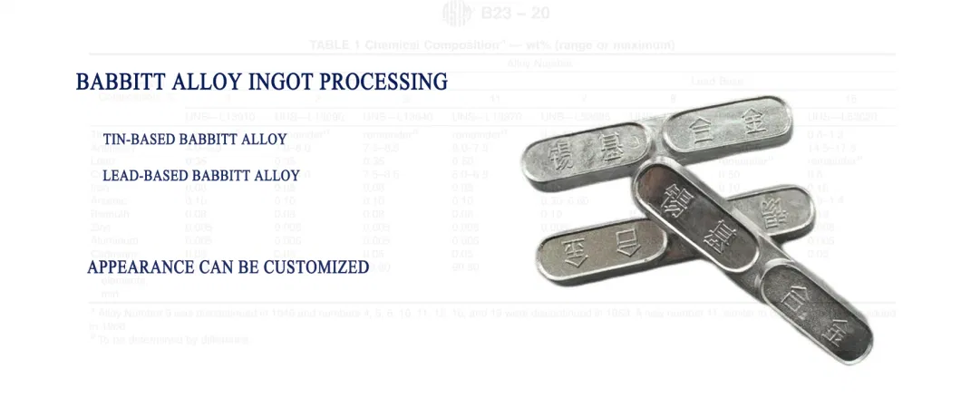 White Metal B83 B16 Custom Processing Used as Bearing Sleeve Wear-Resistant Metal Tin-Based Alloy