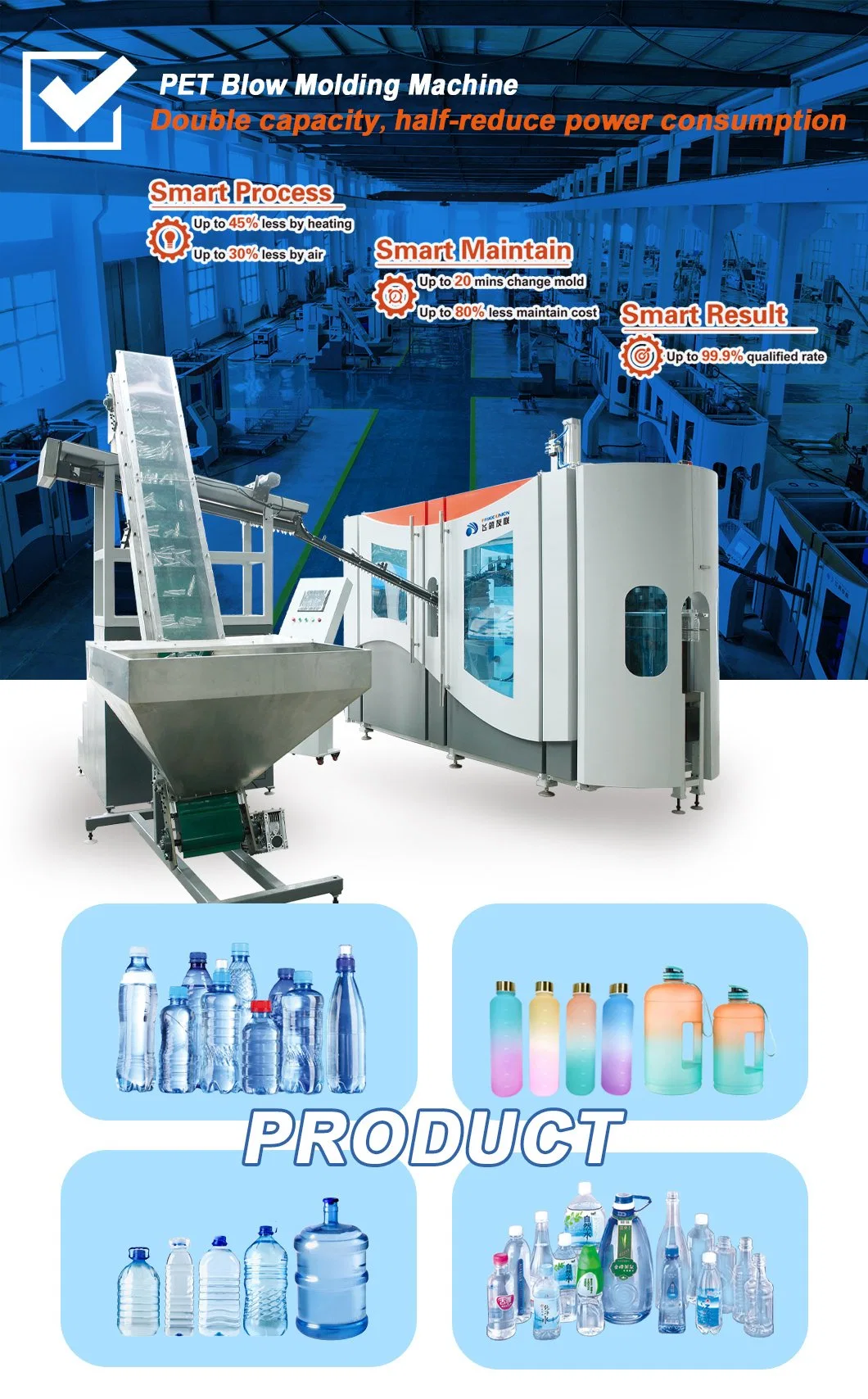 Faygo Automatic Pet Plastic Bottle Blow Molding/ Blowing Moulding Machine for Making 250ml 500ml 1L 2L 5L Water Beverage Juice Oil Bottles Jar Factory Equipment