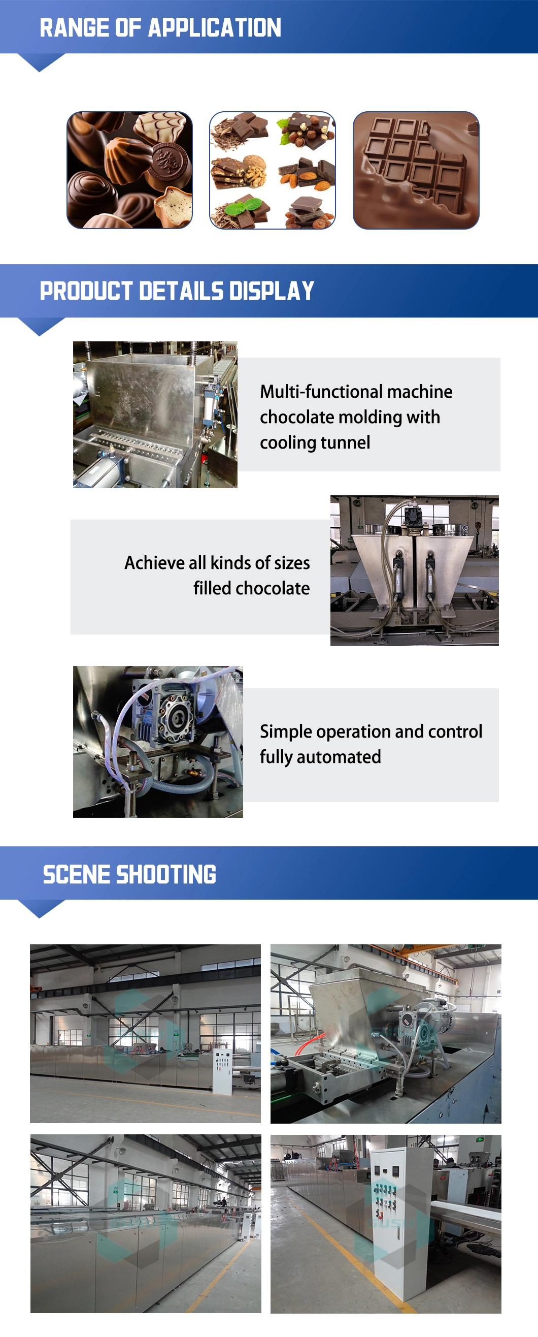 Gusu Factory Equipment Chocolate Pouring Forming Machine Full Automatic Chocolate Moulding Line
