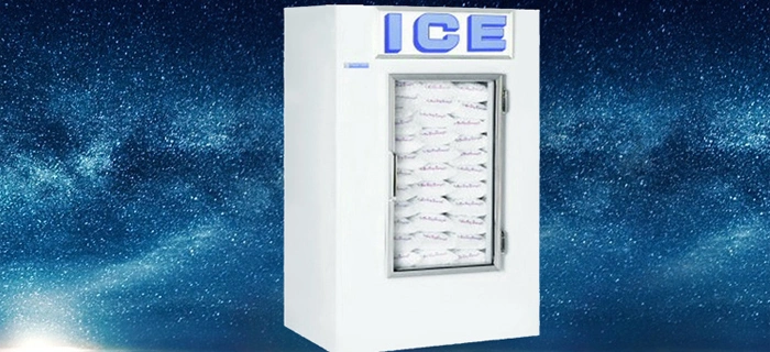 Copper Fin Type Glass Doors Ice Boxes Merchandisers 100 Cu. FT