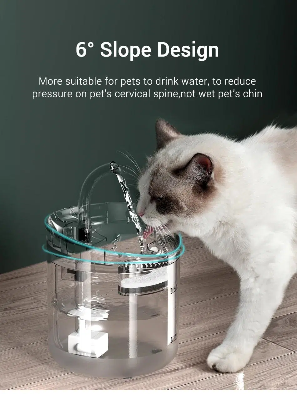 Small Volume 2L Electrical Pet Cat Dog Waterer Plug-in and Rechargeable Pet Water Fountain with 3 Level Pump