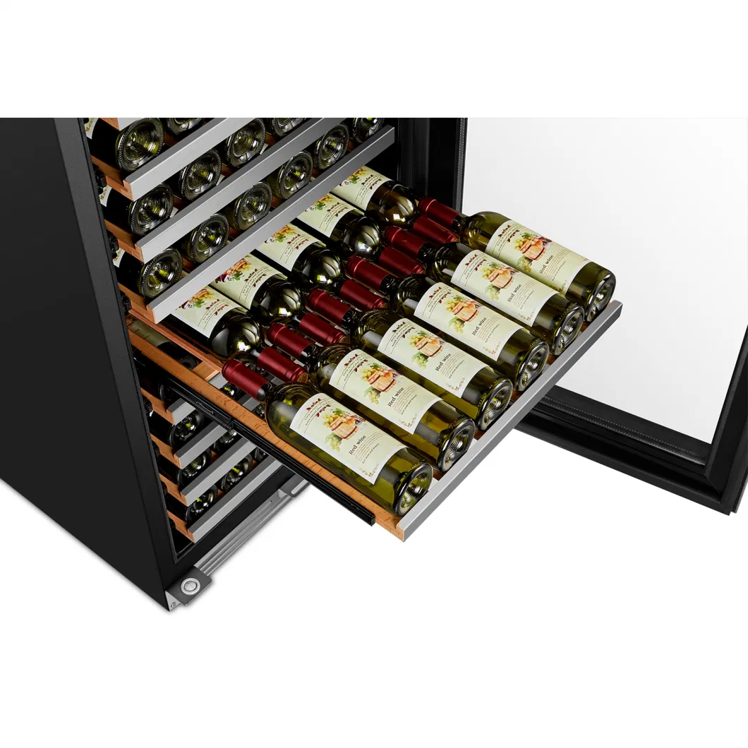 Usf-168d Seamless Ss Dual Zone Wine Cooler/Wine Fridge with Ss Front Shelves and LED Light