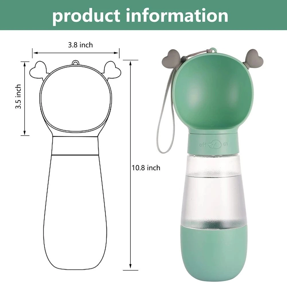 Pet Dog Portable Water Bottles Dispenser Leak-Proof Drinking Fountain with Food Container for Outdoor Hiking Walking