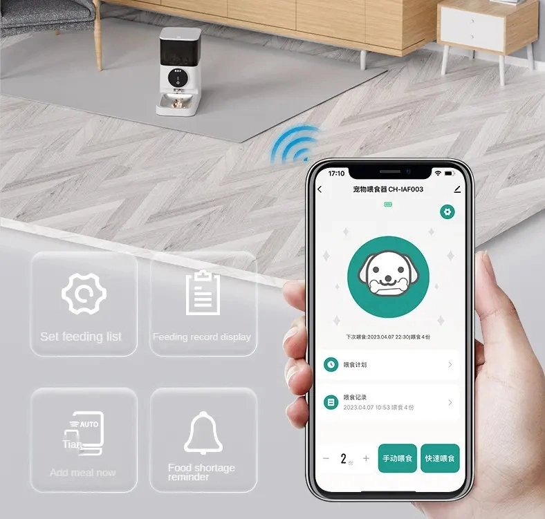Automatic Pet Feeder Smart WiFi Mobile APP Remote Control 4L Dog Pet Food Auto Feeder Dispenser with Camera