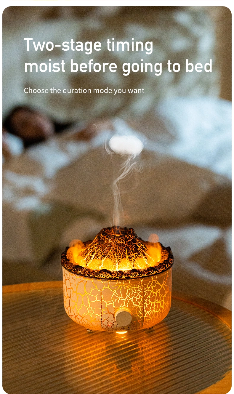 New Design Volcanic Flame Lava Aroma Diffuser OEM Customization Wholesale Air Humidifier Desktop Aromatherapy Diffusers with Night Light