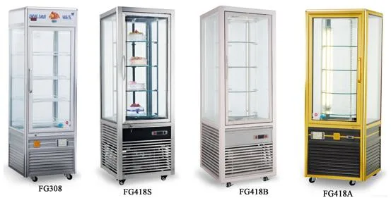 Four-Sides Glass No Frost Commercial Fridge for Cake Flower Coffee