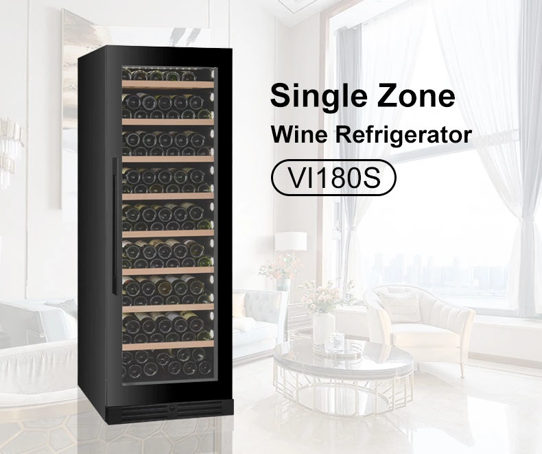 Single Zone Wine Cooler Beech Wood Compressor Wine Refrigerator Glass Door Display Wine Cellar