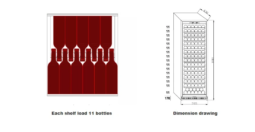 420L, Load 176 Bottles Single Zone Wine Cooler (420US)