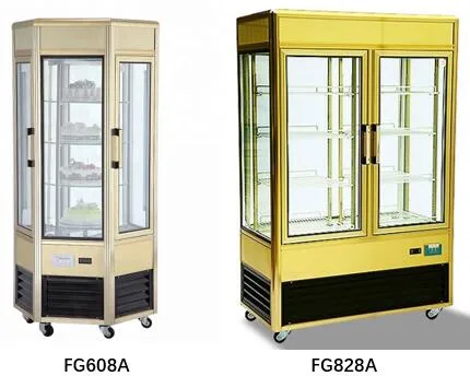 Four-Sides Glass No Frost Commercial Fridge for Cake Flower Coffee